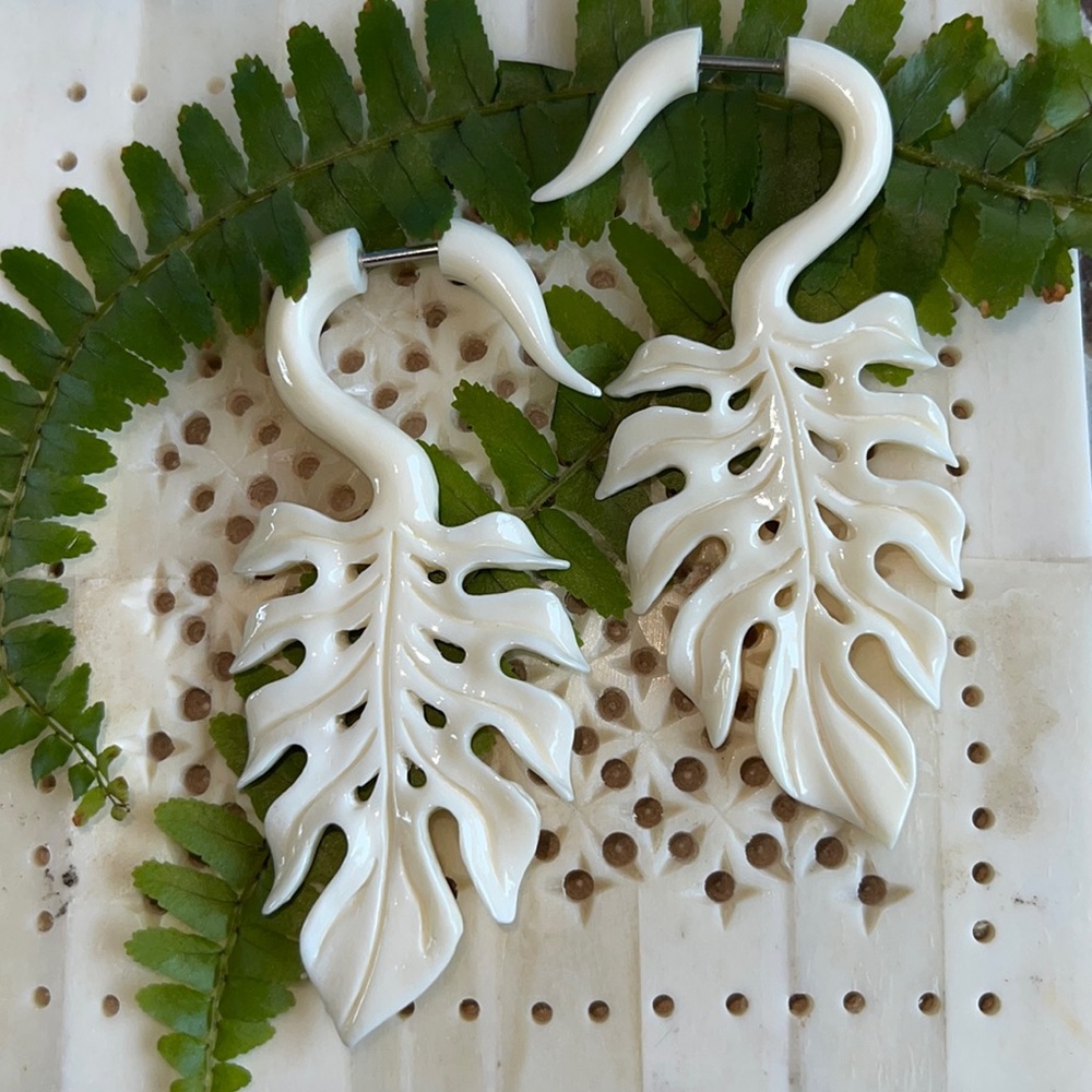 Bone carved earrings